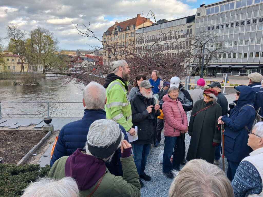 Drygt 50 personer hade kommit för att lyssna på Arkeologgruppens guider; Nina Balknäs, Tobias Vinoy, Erica Strengbom och Ebba Knabe.