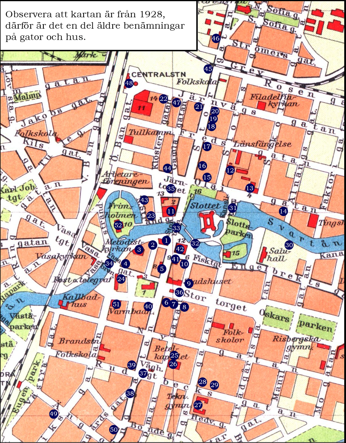 Äldre karta från 1928 av Cartographer Edvard Cohrs (1858-1934)